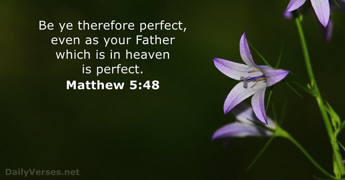 Be ye therefore perfect, even as your Father which is in heaven is perfect. Matthew 5:48