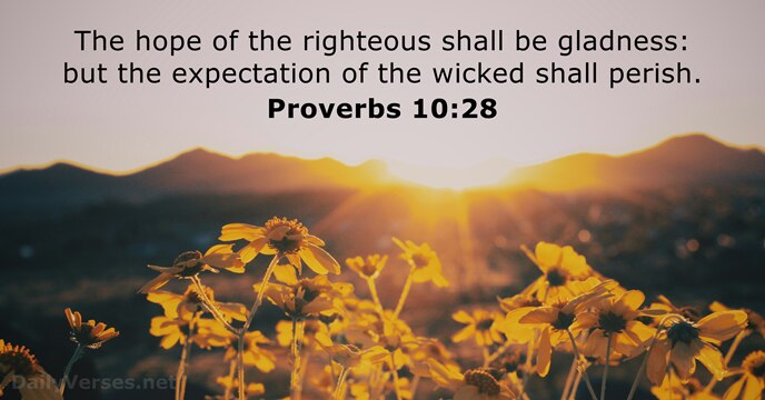 The hope of the righteous shall be gladness: but the expectation of… Proverbs 10:28