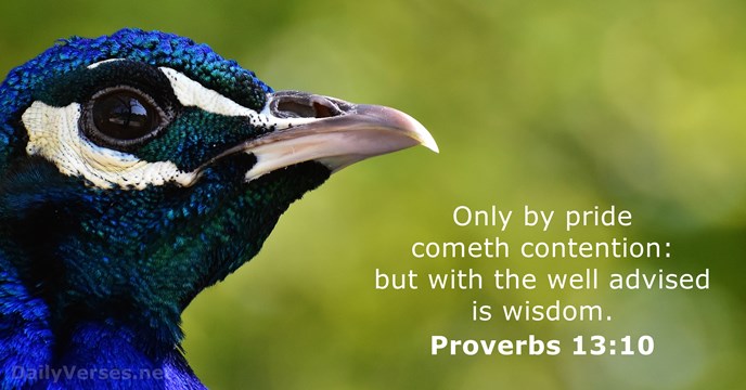 Only by pride cometh contention: but with the well advised is wisdom. Proverbs 13:10