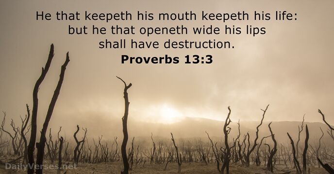 He that keepeth his mouth keepeth his life: but he that openeth… Proverbs 13:3