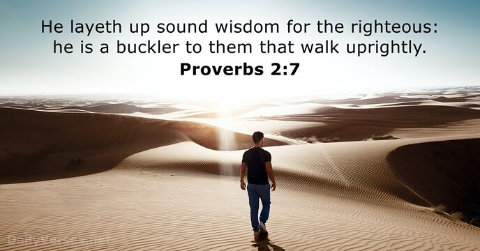 He layeth up sound wisdom for the righteous: he is a buckler… Proverbs 2:7