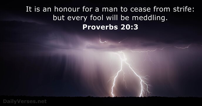 It is an honour for a man to cease from strife: but… Proverbs 20:3
