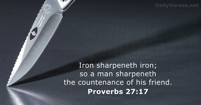 Iron sharpeneth iron; so a man sharpeneth the countenance of his friend. Proverbs 27:17
