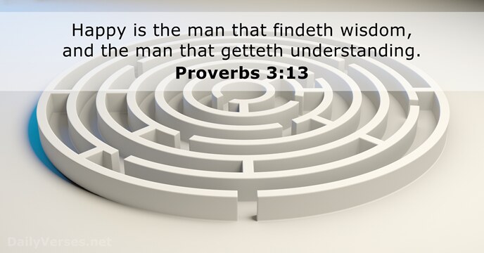 Happy is the man that findeth wisdom, and the man that getteth understanding. Proverbs 3:13