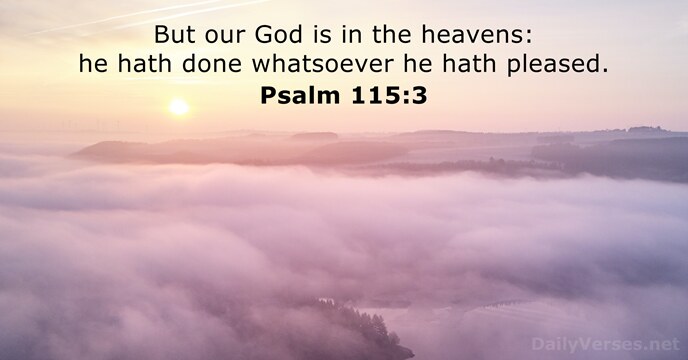 But our God is in the heavens: he hath done whatsoever he hath pleased. Psalm 115:3