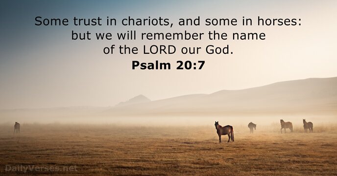 Some trust in chariots, and some in horses: but we will remember… Psalm 20:7