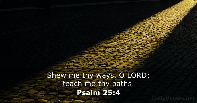 Shew me thy ways, O LORD; teach me thy paths. Psalm 25:4