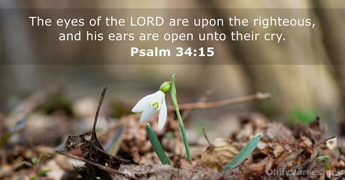 The eyes of the LORD are upon the righteous, and his ears… Psalm 34:15