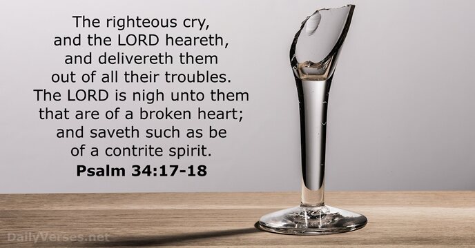 The righteous cry, and the LORD heareth, and delivereth them out of… Psalm 34:17-18