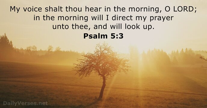 My voice shalt thou hear in the morning, O LORD; in the… Psalm 5:3