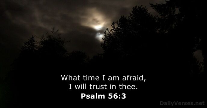 What time I am afraid, I will trust in thee. Psalm 56:3