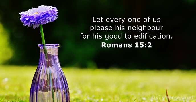 Let every one of us please his neighbour for his good to edification. Romans 15:2