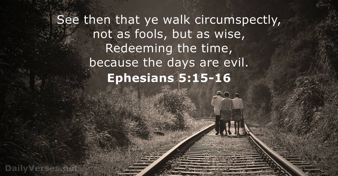 Ephesians 5:15-16 - KJV - Bible verse of the day - DailyVerses.net