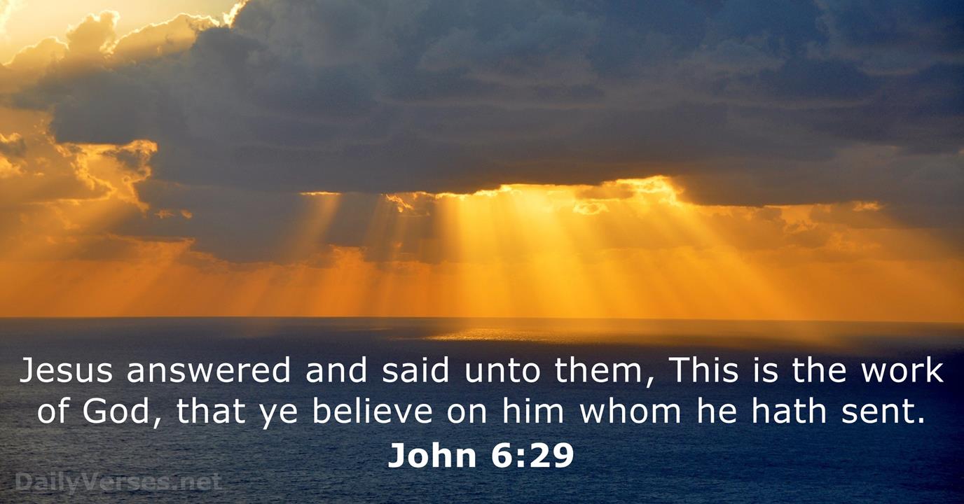 John 6:29 - KJV - Bible verse of the day - DailyVerses.net