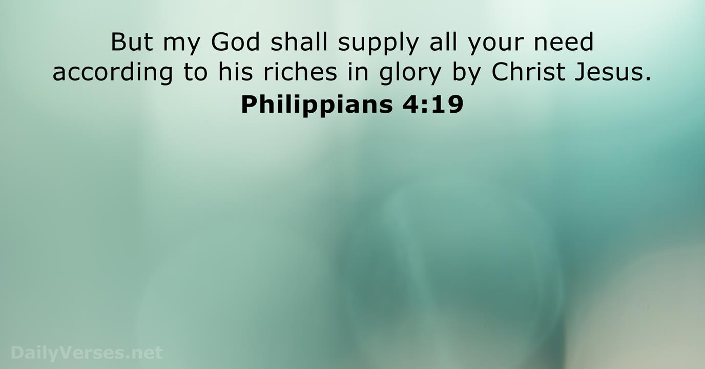 Philippians 4:19 God Shall Supply all your Need King James Version KJV Bible Bookmark
