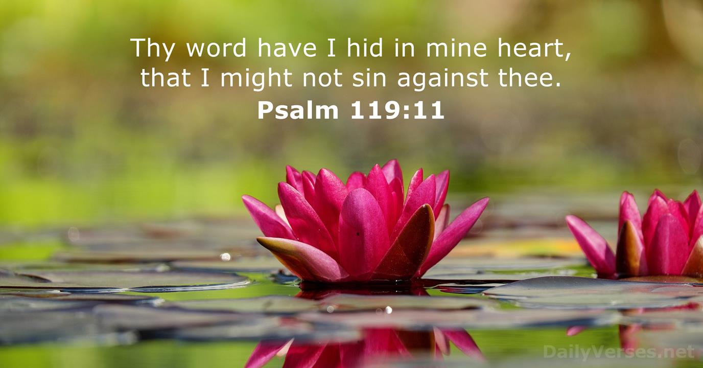 Psalm 119:11-16 Thy word have I hid in mine heart, That I might not sin  against thee. Blessed art thou, O LORD: Teach me thy statutes. With my lips  have I declared