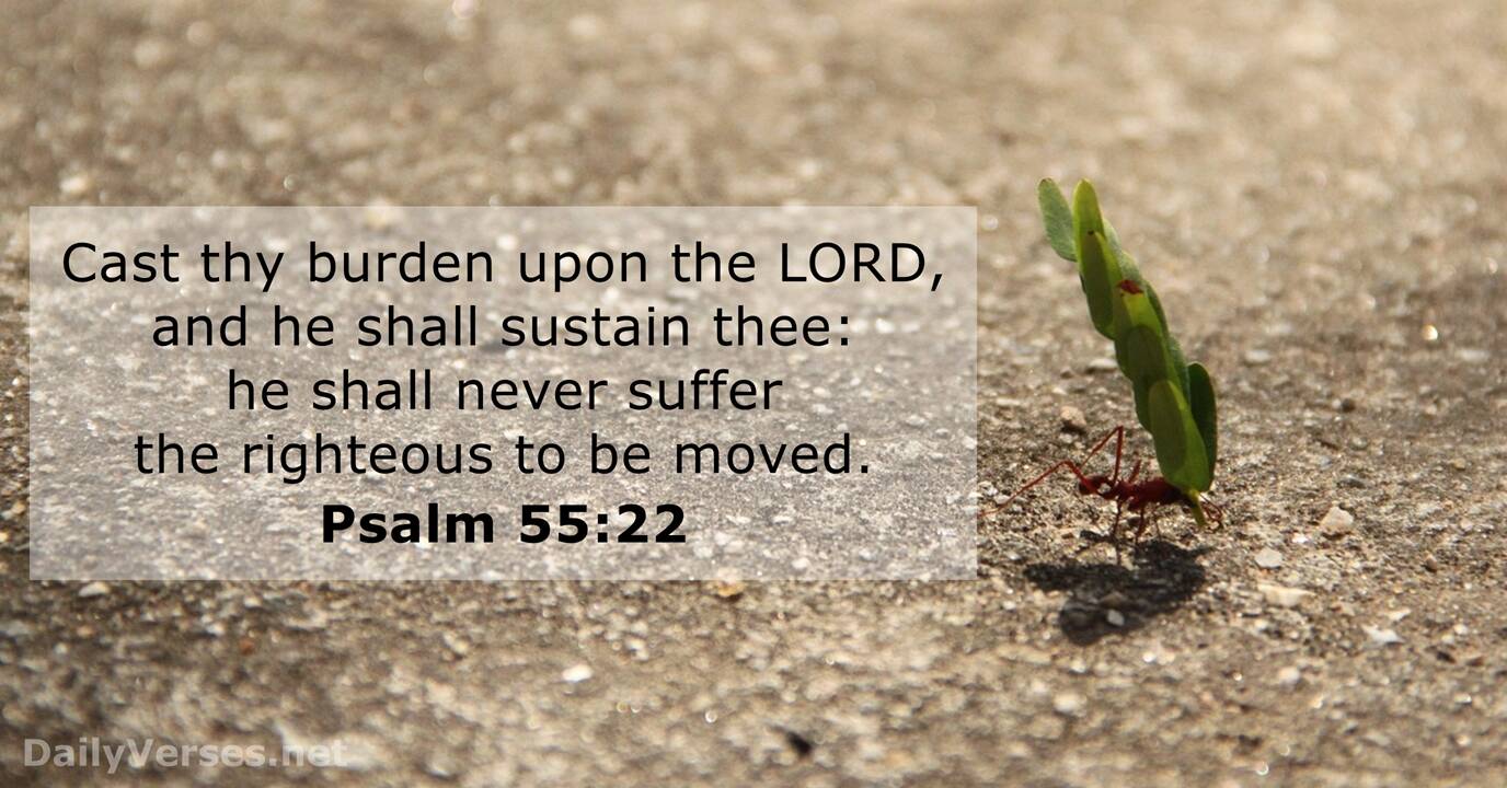 Psalm 55:22 - KJV - Bible verse of the day - DailyVerses.net