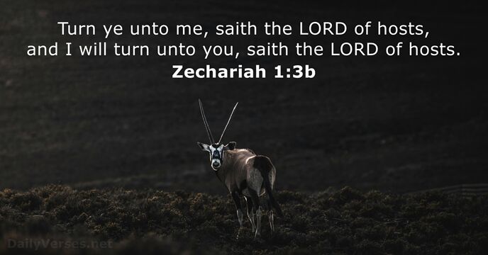 Turn ye unto me, saith the LORD of hosts, and I will… Zechariah 1:3b