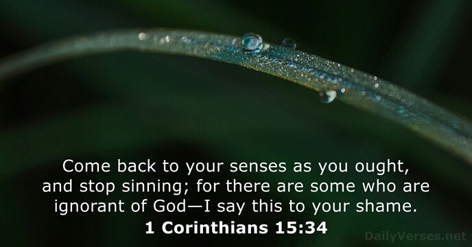 Come back to your senses as you ought, and stop sinning; for… 1 Corinthians 15:34