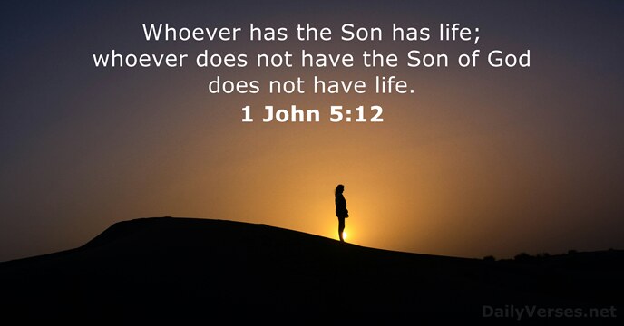 Whoever has the Son has life; whoever does not have the Son… 1 John 5:12