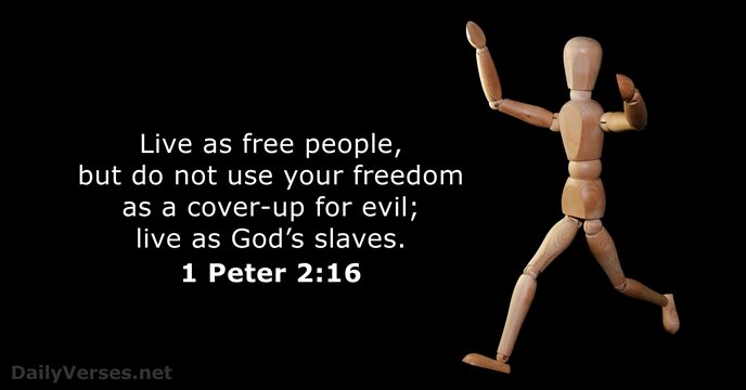 Live as free people, but do not use your freedom as a… 1 Peter 2:16