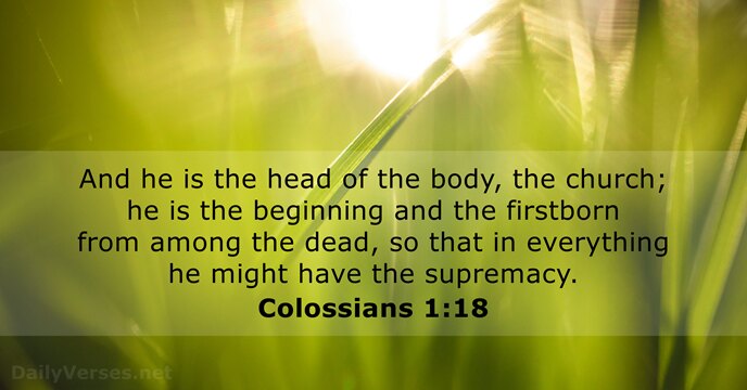 And he is the head of the body, the church; he is… Colossians 1:18