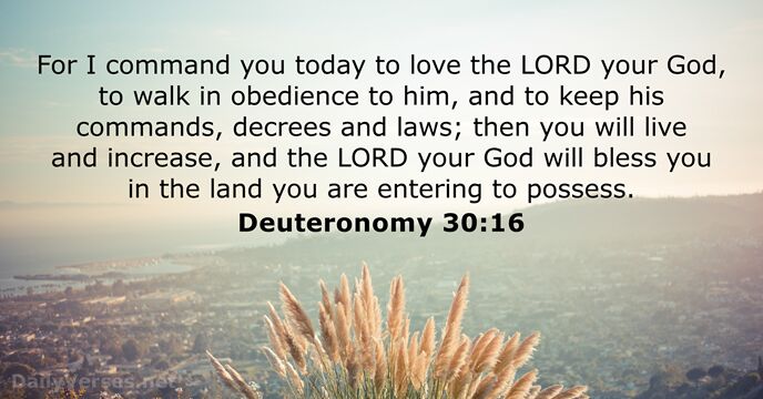 For I command you today to love the LORD your God, to… Deuteronomy 30:16