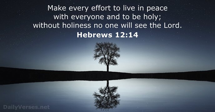 Make every effort to live in peace with everyone and to be… Hebrews 12:14