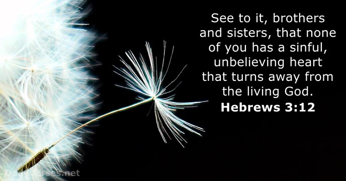 See to it, brothers and sisters, that none of you has a… Hebrews 3:12