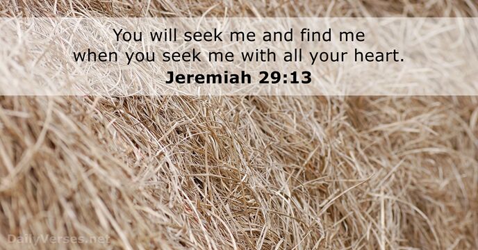 You will seek me and find me when you seek me with… Jeremiah 29:13