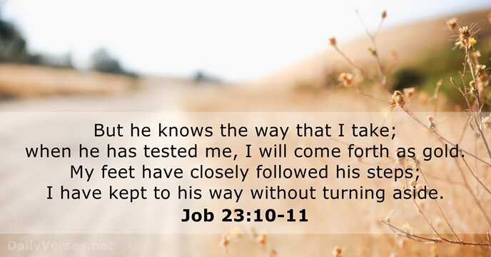 But he knows the way that I take; when he has tested… Job 23:10-11