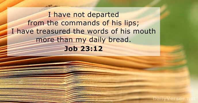 I have not departed from the commands of his lips; I have… Job 23:12