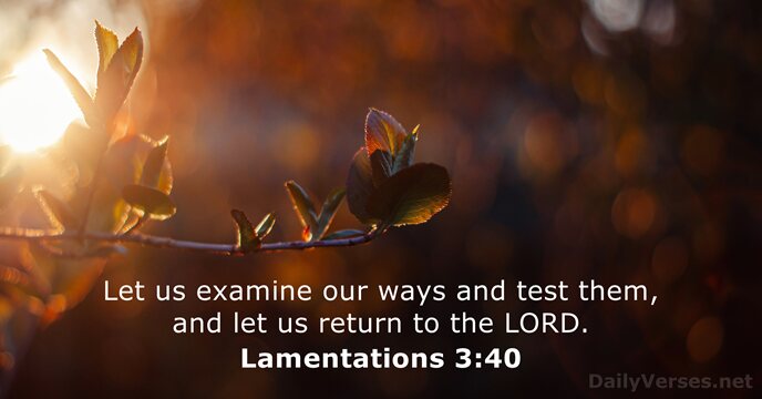 Let us examine our ways and test them, and let us return… Lamentations 3:40