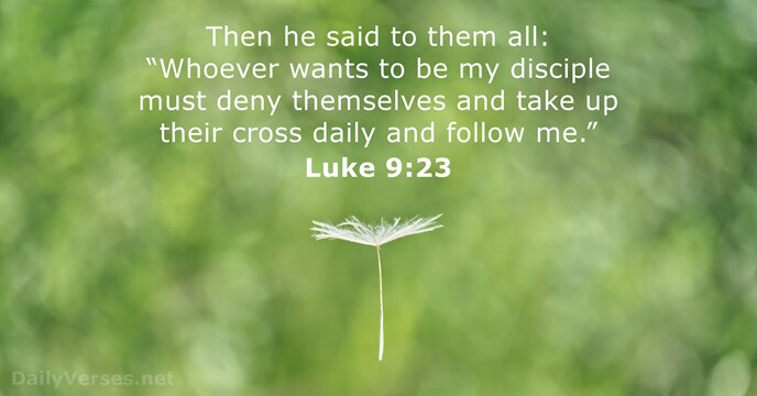 Then he said to them all: “Whoever wants to be my disciple… Luke 9:23