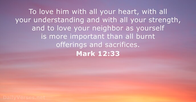 To love him with all your heart, with all your understanding and… Mark 12:33