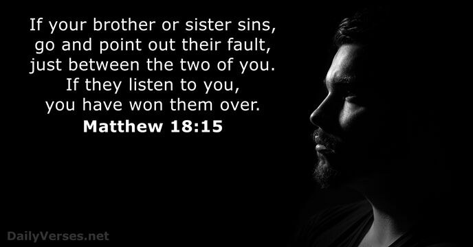 If your brother or sister sins, go and point out their fault… Matthew 18:15