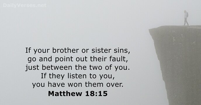 If your brother or sister sins, go and point out their fault… Matthew 18:15