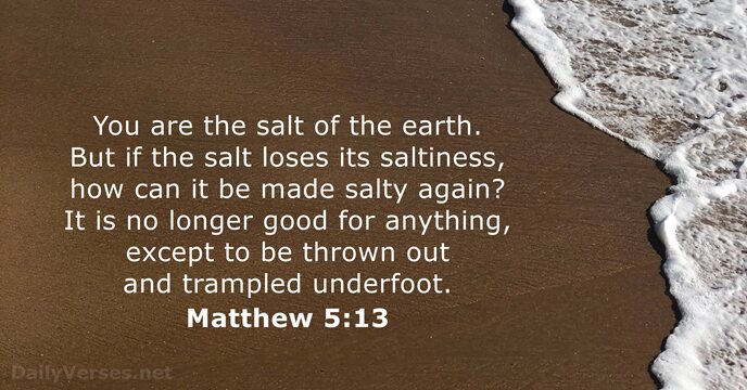 You are the salt of the earth. But if the salt loses… Matthew 5:13