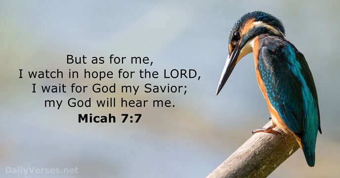 But as for me, I watch in hope for the LORD, I… Micah 7:7