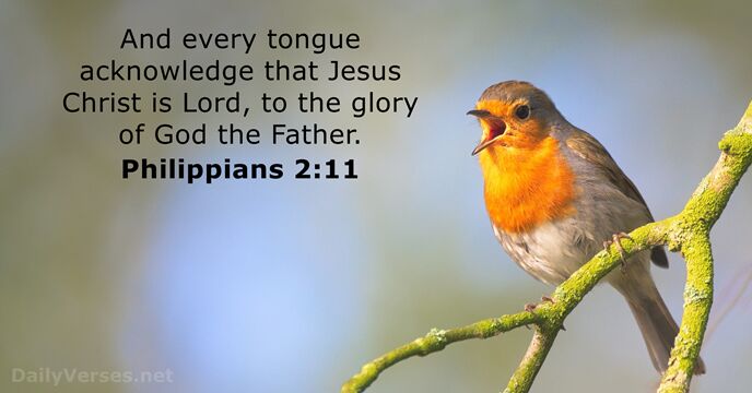 And every tongue acknowledge that Jesus Christ is Lord, to the glory… Philippians 2:11