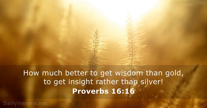 How much better to get wisdom than gold, to get insight rather than silver! Proverbs 16:16