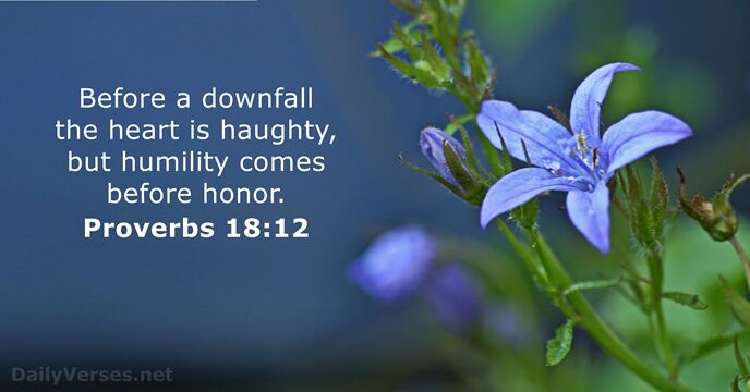 Before a downfall the heart is haughty, but humility comes before honor. Proverbs 18:12
