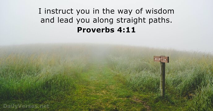 I instruct you in the way of wisdom and lead you along straight paths. Proverbs 4:11