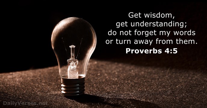 Get wisdom, get understanding; do not forget my words or turn away from them. Proverbs 4:5