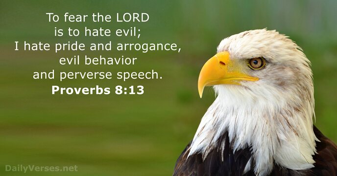 To fear the LORD is to hate evil; I hate pride and… Proverbs 8:13