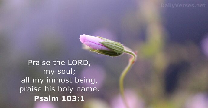 Praise the LORD, my soul; all my inmost being, praise his holy name. Psalm 103:1