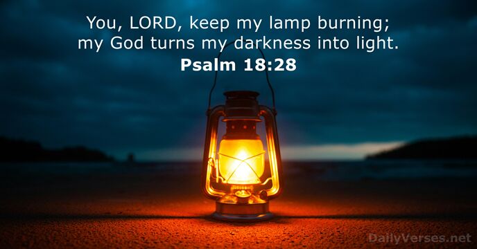 You, LORD, keep my lamp burning; my God turns my darkness into light. Psalm 18:28