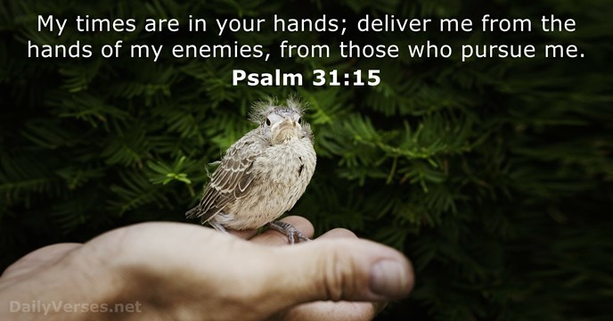 My times are in your hands; deliver me from the hands of… Psalm 31:15