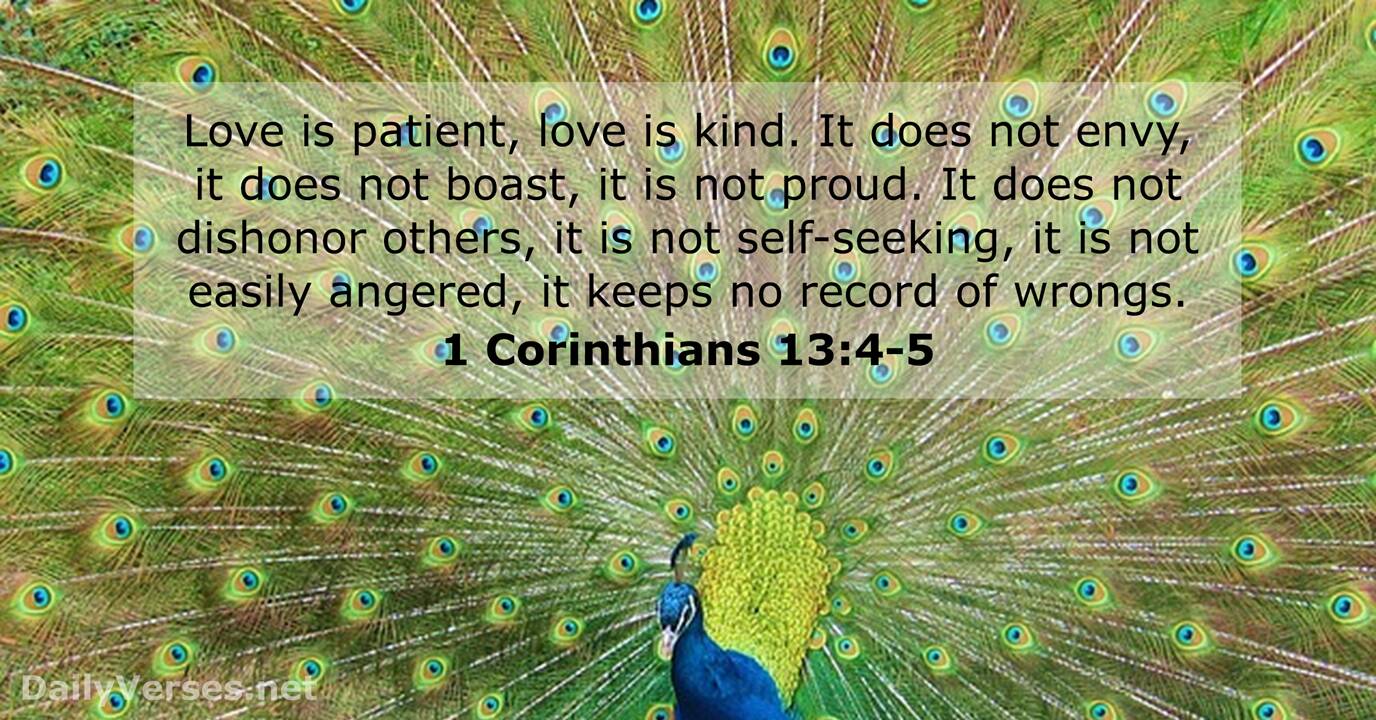 #3 Love is Patient, Love is Kind. It Does not Envy, it Does not Boast, it  is not Proud, it is not Rude, it is not self-Seeking, it is not Easily