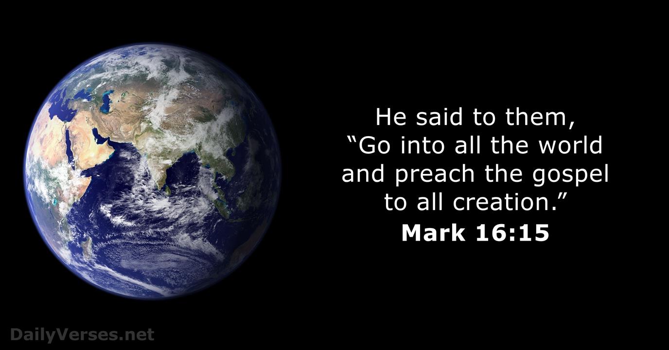 Mark 16:15 - Bible verse of the day - DailyVerses.net